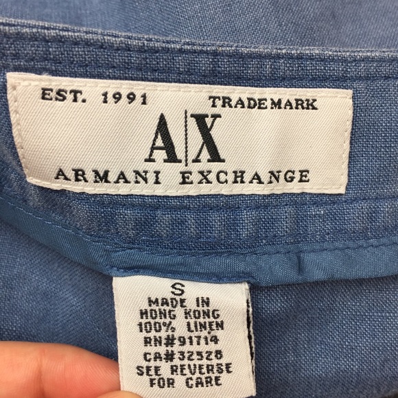 Armani Exchange Vtg Blue Linen Wrap Skirt Small - Picture 6 of 6